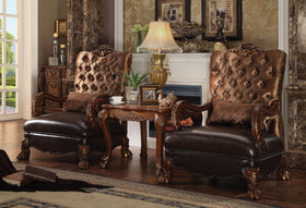 Dresden Golden Brown Velvet & Cherry Oak Chair & 1 Pillow