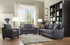 Cleavon II Gray Linen Sofa w/2 Pillows