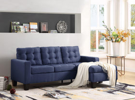 Earsom Blue Linen Sectional Sofa (Rev. Chaise)