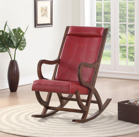 Triton Burgundy PU & Walnut Rocking Chair