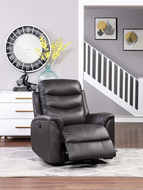 Ava Brown Top Grain Leather Match Recliner (Power Motion)