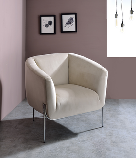 Carlson Beige Velvet & Chrome Accent Chair