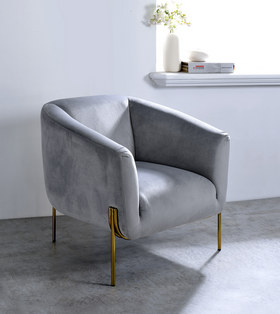 Carlson Gray Velvet & Gold Accent Chair