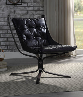 Carney Vintage Blue Top Grain Leather Accent Chair