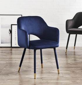 Applewood Ocean Blue Velvet & Gold Accent Chair