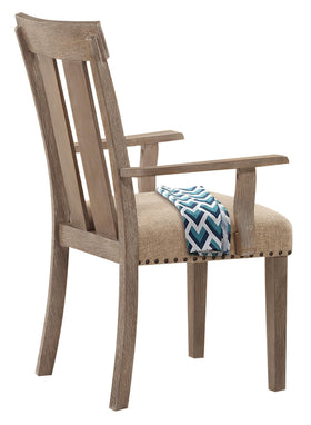 Nathaniel Fabric & Maple Arm Chair , Slatted Back