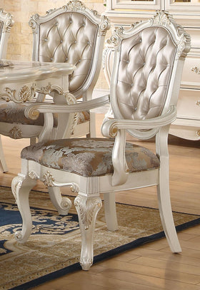 Chantelle Rose Gold PU & Pearl White Arm Chair