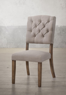 Bernard Cream Linen & Weathered Oak Side Chair