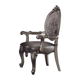 Versailles Silver PU & Antique Platinum Arm Chair