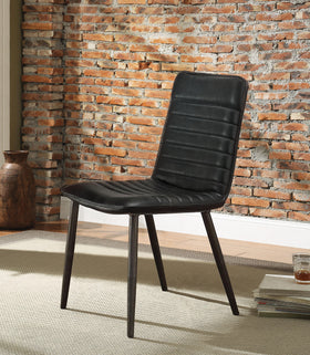 Hosmer Black Top Grain Leather & Antique Black Side Chair