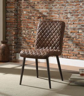 Hosmer Vintage Chocolate Top Grain Leather & Antique Black Side Chair