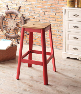 Jacotte Natural & Red Bar Stool (1Pc)