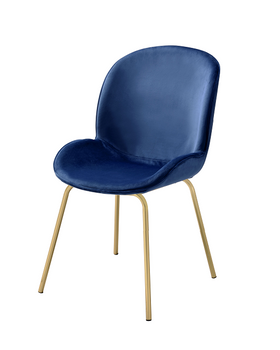 Chuchip Blue Velvet & Gold Side Chair