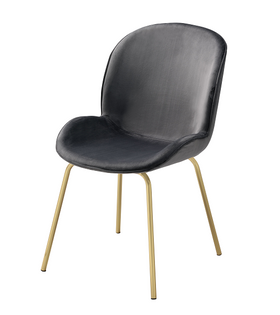 Chuchip Gray Velvet & Gold Side Chair