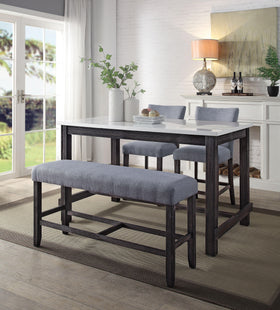 Yelena Marble & Weathered Espresso Counter Height Table