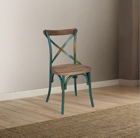 Zaire Antique Turquoise & Antique Oak Side Chair (1Pc)