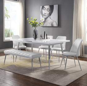 Weizor White High Gloss & Chrome Dining Table