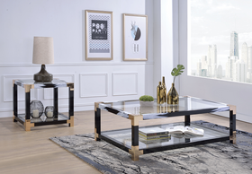 Lafty White Brushed & Clear Glass Coffee Table