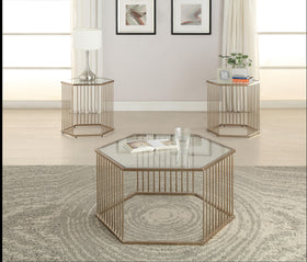 Oaklie Champagne & Clear Glass Coffee Table