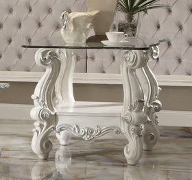 Versailles Bone White & Clear Glass End Table