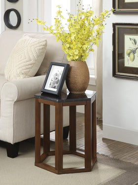Reon Marble & Walnut End Table (2Pc Pk)