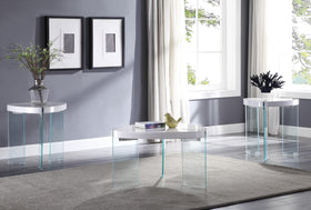 Noland White High Gloss & Clear Glass Coffee Table
