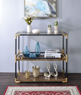 Heleris Black/Gold & Smoky Glass Console Table