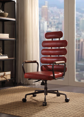 Calan Antique Red Top Grain Leather Office Chair