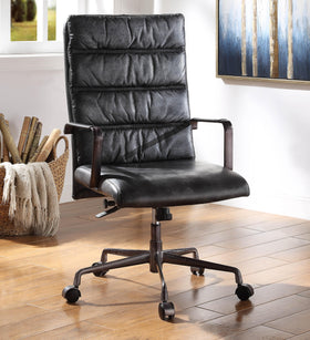 Jairo Vintage Black Top Grain Leather Office Chair