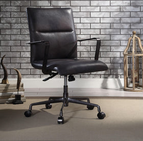 Indra Onyx Black Top Grain Leather Office Chair