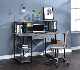 Amiel Faux Concrete & Black Desk