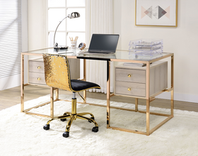 Huyana Clear Glass & Gold Desk