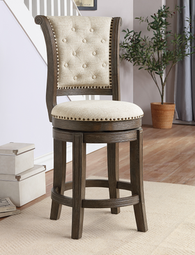 Glison Beige Fabric & Walnut Counter Height Chair (1Pc)