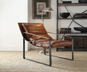 Quoba Cocoa Top Grain Leather Accent Chair