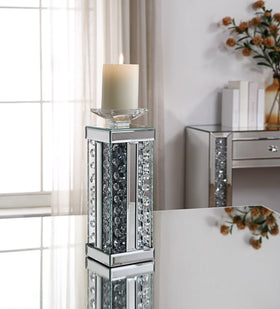 Nysa Mirrored & Faux Crystals Accent Candleholder