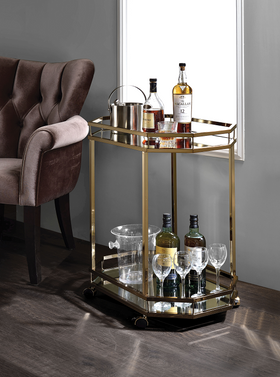Lacole Champagne & Mirror Serving Cart