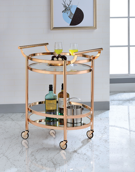 Lakelyn Rose Gold & Clear Glass Serving Cart