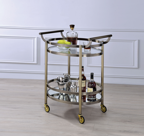 Lakelyn Brushed Bronze & Clear Glass Serving Cart