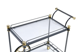 Cyrus Black/Gold & Clear Glass Serving Cart