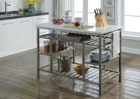 Lanzo Marble & Antique Pewter Kitchen Island (Counter)
