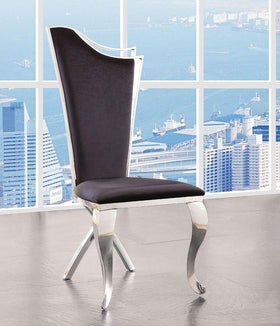 ACME Cyrene Faux Fabric Side Chair (Set of 2) in Stainless Steel 62079