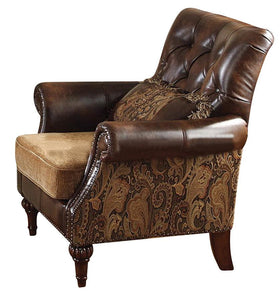 Acme Dreena Traditional Bonded Leather and Chenille Chair 05497