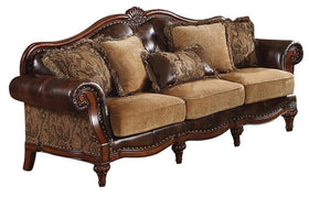 Acme Dreena Traditional Bonded Leather and Chenille Sofa 05495