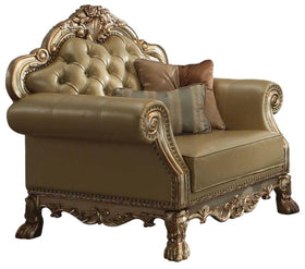 Acme Dresden Chair w/ 2 Pillows in Gold Patina 53162