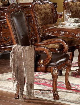 Acme Dresden Pedestal Dining Arm Chairs in Brown Cherry Oak 12154 (Set of 2)