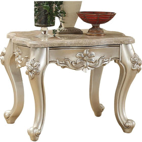 Acme Furniture Bently End Table in Marble/Champagne 81667