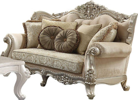 Acme Furniture Bently Loveseat with 5 Pillows in Champagne 50661