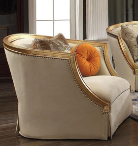 Acme Furniture Daesha Chair in Tan Flannel & Antique Gold 50837