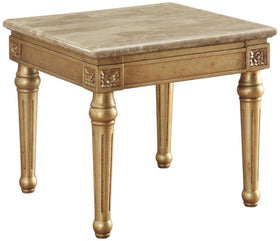 Acme Furniture Daesha End Table in Marble/Antique Gold 81717