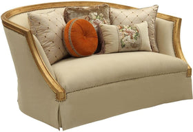 Acme Furniture Daesha Loveseat in Tan Flannel & Antique Gold 50836